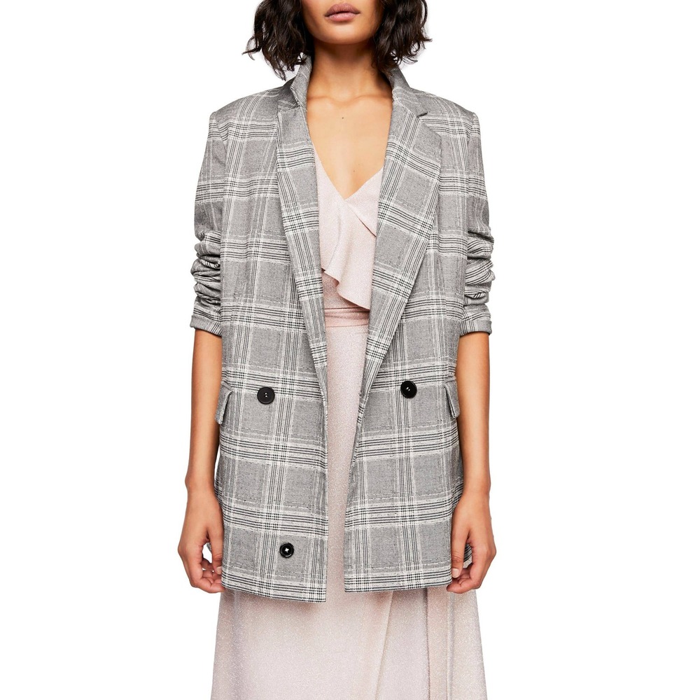 Free People Sporty Uptown Blazer Womens Sz S Plaid Oversized Academic Streetwear
